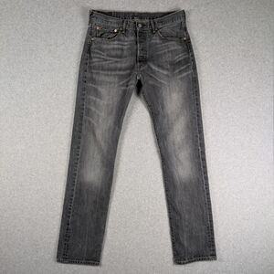 Levi's 501 Straight Jeans Men's 32X34 Gray Button Fly Faded Whiskered Denim